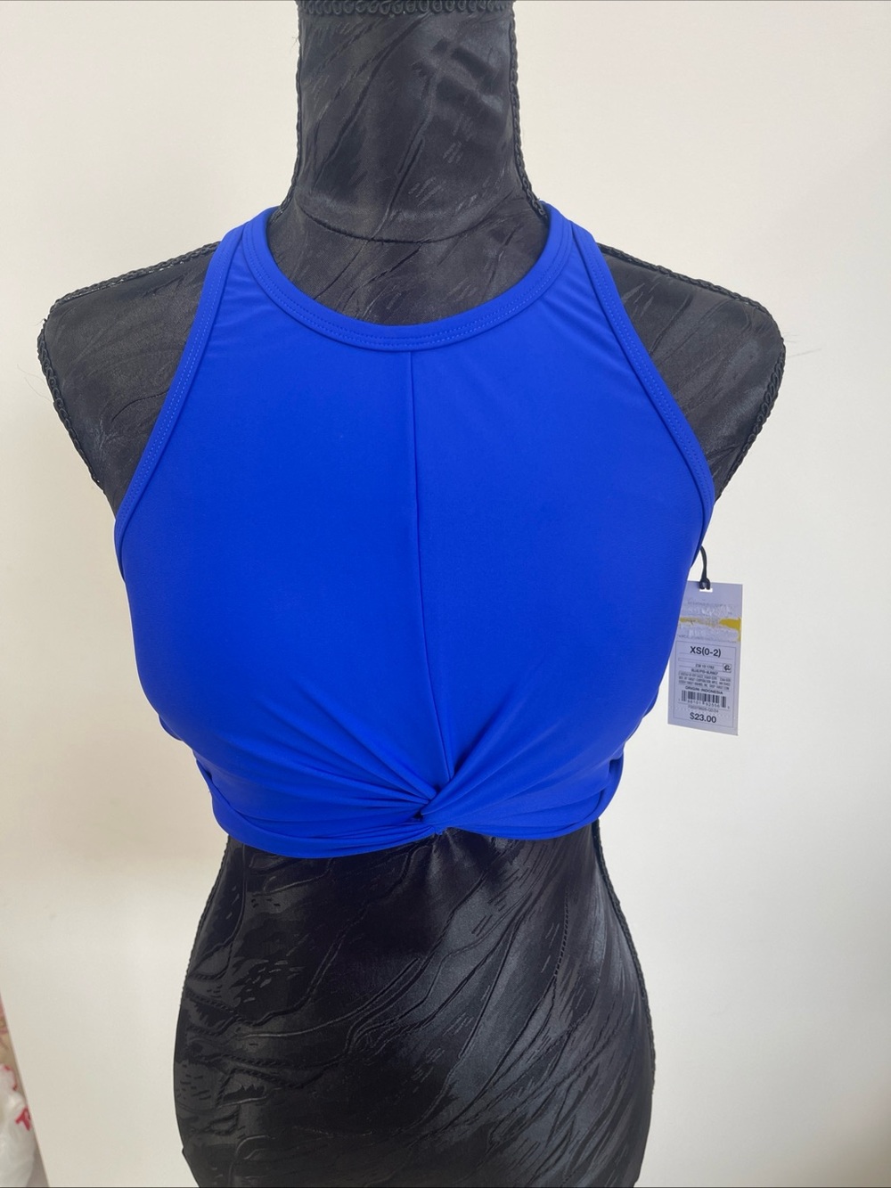 Shade & Shore Royal Blue High Neck Twist Bikini Top